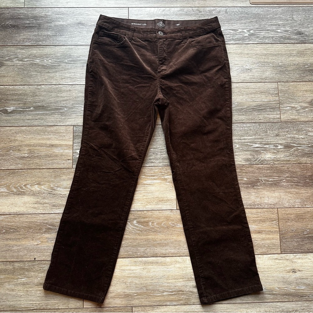 St John's Bay Dark Brown‎ Velvet Feel Corduroy Pants size 16P